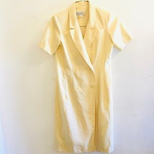 Soft Yellow Double-Breasted Suit Dress